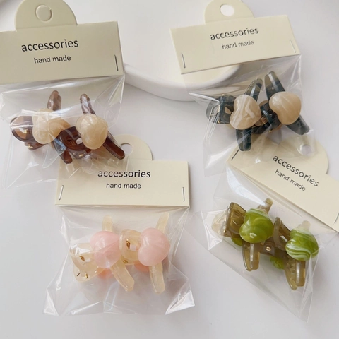 Pinzas Para El Cabello Minimalistas De Acrílico Pequeñas En Forma De Corazón Color Gelatina Mini Horquillas Para Mujer Accesorios