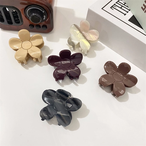 Pinza de Pelo de Flor de Acetato Vintage Elegante Mini Pinza de Tiburón para Coleta Alta Accesorios para el Cabello para Mujeres Diario