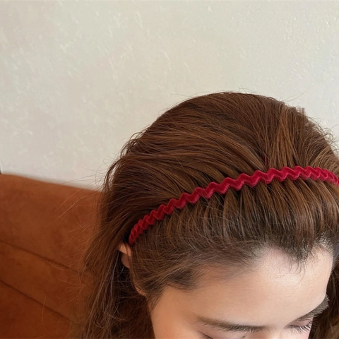 Minimalistisches Wellen Zickzack Beflocktes Haarband Mit Zähnen Rutschfester Haarreif Samt Beflockung Haarschmuck Für Damen