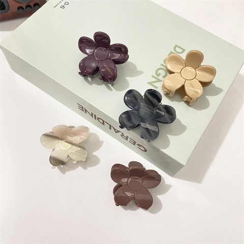 Pinza de Pelo de Flor de Acetato Vintage Elegante Mini Pinza de Tiburón para Coleta Alta Accesorios para el Cabello para Mujeres Diario