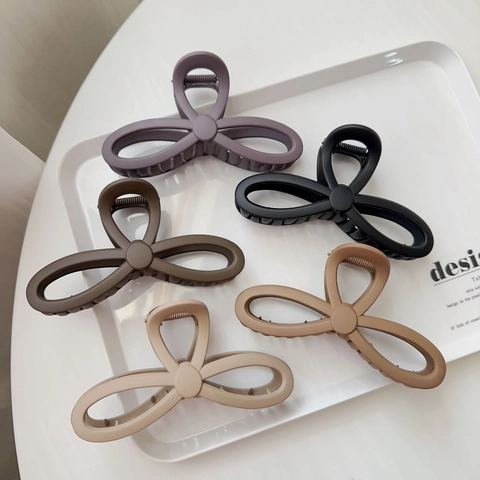 Grande Mollettone per Capelli Opaco per Donna Molletta a Squalo in Plastica Resina Forma di Fiocco Eleganti Accessori