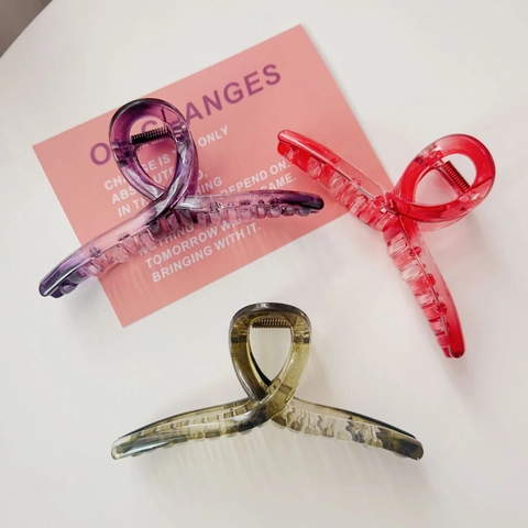 Pinza de Pelo de Tiburón Grande para Mujer Color Degradado Resina Diseño Cruzado Agarre Fuerte Pinza Antideslizante Accesorio Moda