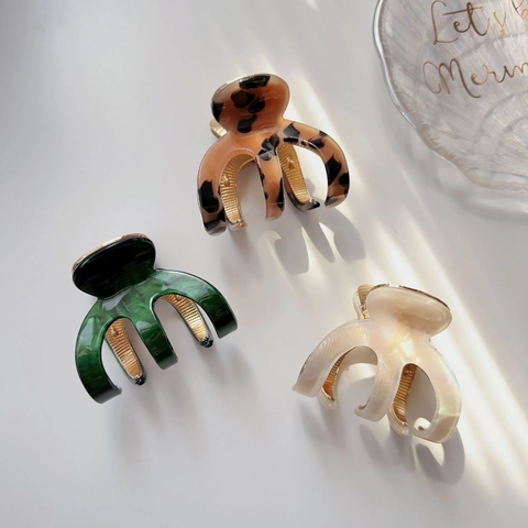 Eleganter Acetat Marmorstruktur Haifisch-Clip Haarklammer Für Damen Retro Leopardenmuster Große Haarklammer Haarschmuck