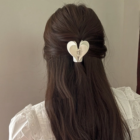 Pinza para el Pelo Dulce Forma de Corazón Color Mate Gelatina Plástico Resina Pinza para Mujeres Niñas Accesorios para el Cabello