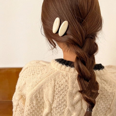 Pinza de Pelo de Acrílico Ovalada de Color de Caramelo para Mujer Pasador de Pato Lacado Pequeño Fresco Accesorios para el Cabello Estilo Francés