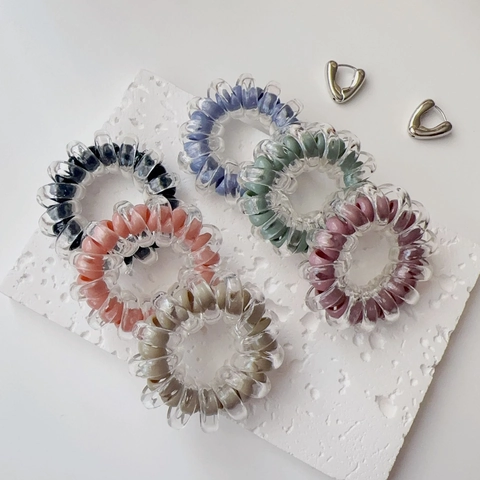 Minimalist Spiral Telephone Wire Hair Ties Elastic No Crease Hair Coils Morandi Color Hair Bands For Women Daily Hair Accessories