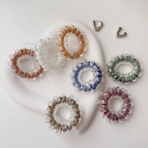 Minimalist Spiral Telephone Wire Hair Ties Elastic No Crease Hair Coils Morandi Color Hair Bands For Women Daily Hair Accessories