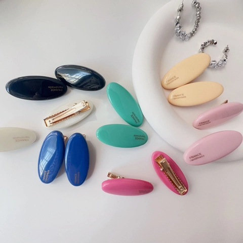 Pinza de Pelo de Acrílico Ovalada de Color de Caramelo para Mujer Pasador de Pato Lacado Pequeño Fresco Accesorios para el Cabello Estilo Francés