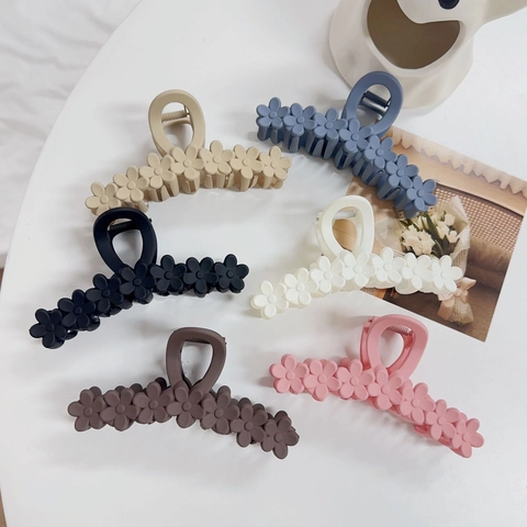 Pinza per Capelli a Forma di Fiore Opaca Vintage Francese Grande Molletta in Resina per Donna Elegante Accessori Capelli