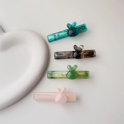Cute Rabbit Hair Clip Acetate Resin Duckbill Side Bangs Clip Handmade Fashion Hair Accessories For Women Girls