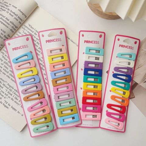 Pinzas para el Cabello Pintadas en Mate Coloridas Geométricas para Niñas Pequeñas Bebé Flequillo Clip BB Accesorios para el Cabello Niños Pequeños