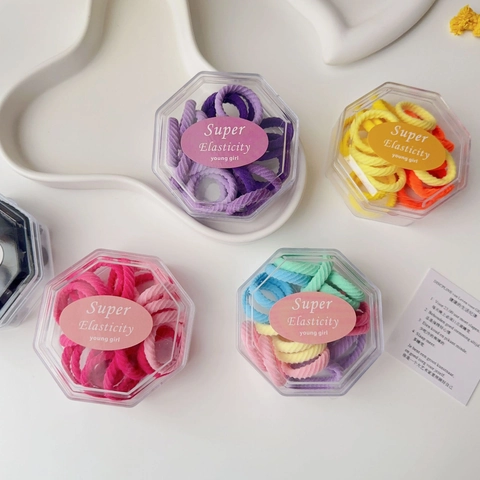 Colorful High Elasticity Hair Ties Set Seamless Fabric Scrunchies Boxed Hair Ropes For Women Girls Daily Hair Accessories