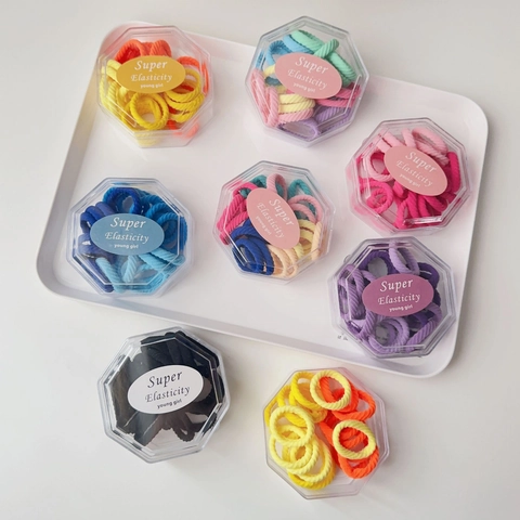 Colorful High Elasticity Hair Ties Set Seamless Fabric Scrunchies Boxed Hair Ropes For Women Girls Daily Hair Accessories