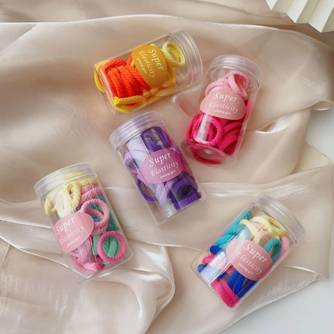High Elasticity Fabric Hair Ties Set For Girls Colorful Candy Rainbow Hair Bands Jar Box Packaging Women Hair Accessories