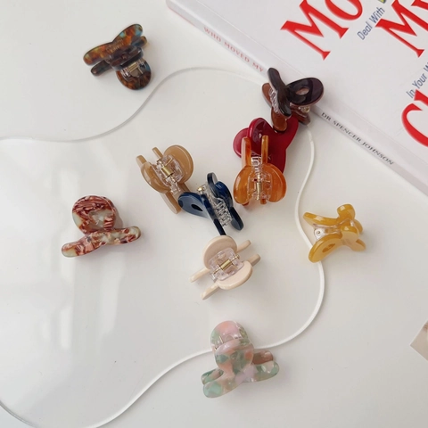 Mini Pinzas de Garra de Acetato para Mujer Estilo Coreano Patrón de Mármol Carey Pequeñas Horquillas Clips para Flequillo Accesorios