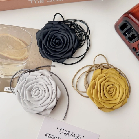Handmade 3D Rose Flower Choker Necklace Fabric Satin Ribbon Neck Tie For Women French Vintage Romantic Jewelry Party Gift
