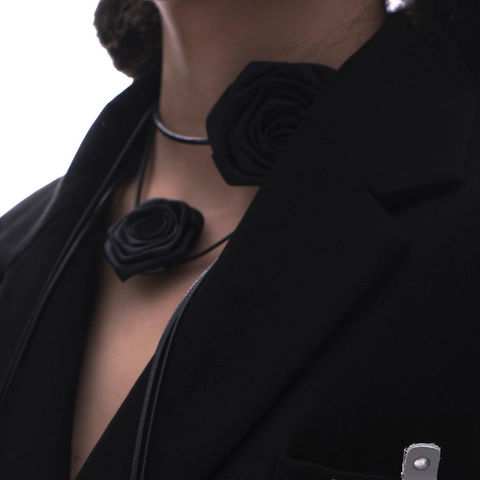 Handmade 3D Rose Flower Choker Necklace Fabric Satin Ribbon Neck Tie For Women French Vintage Romantic Jewelry Party Gift