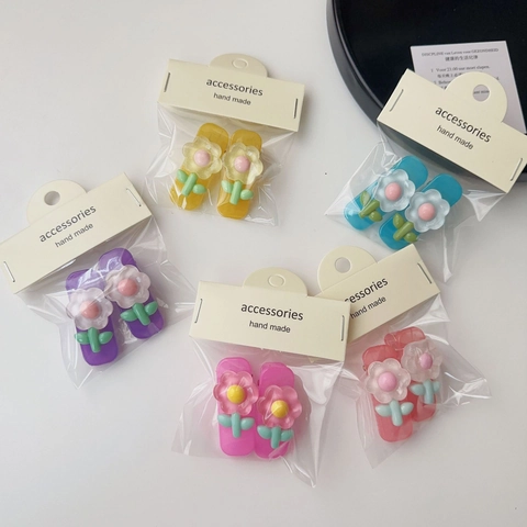 Süße Niedliche Eiscreme Blume Haarspangen Für Mädchen Frauen Harz Transparente Blütenblatt Seite Clip Pony Clip Haarschmuck