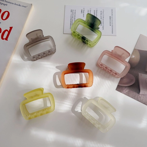 Pinza de Tiburón Rectangular Mate de Moda para Mujer Clip de Resina Geométrica Simple Color Gelatina para Cola de Caballo Accesorios