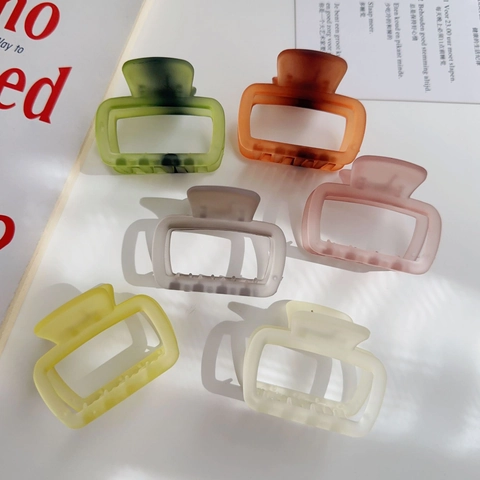 Pinza de Tiburón Rectangular Mate de Moda para Mujer Clip de Resina Geométrica Simple Color Gelatina para Cola de Caballo Accesorios
