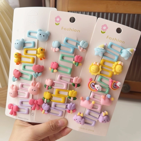 Niedliche Cartoon Haarspangen Macaron Farbe Harz Legierung Haarnadeln Für Kleinkinder Kinder Mädchen Täglich Haarschmuck Stern Bär Formen