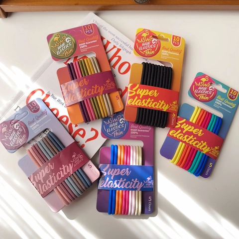 Coleteros Elásticos Delgados Color Caramelo Cuerdas de Cabello Simples Para Mujeres Niñas Diarios Accesorios de Cabello Hechos a Mano Multicolor