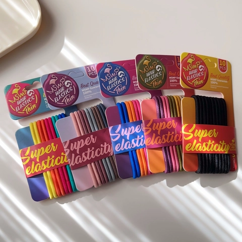Coleteros Elásticos Delgados Color Caramelo Cuerdas de Cabello Simples Para Mujeres Niñas Diarios Accesorios de Cabello Hechos a Mano Multicolor