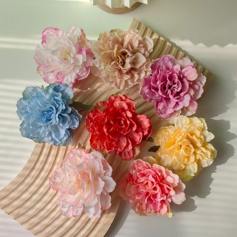Französisch Vintage Pfingstrose Blume Entenschnabel-Clip Handgefertigt Stoff Floral Haarspange Für Damen Hochzeit Urlaub Haar-Accessoire