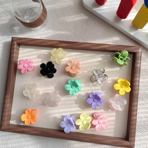 Kleine Blumen Haarkralle Matt Macaron Farben Süße Florale Haarnadeln Kunststoff Harz Mini Haarspangen Für Damen Mädchen Accessoires