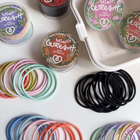 Colorful High Elasticity Hair Ties For Girls Fabric Seamless Rubber Bands Versatile Hair Ropes With Floral Storage Box