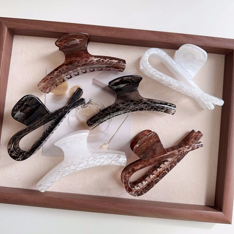 Französisch Vintage Marmor Große Haarklammern Für Damen Elegante Acryl Schildpatt Haarclips Mode Haarschmuck Accessoires