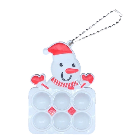 Portachiavi Pop It di Natale in Silicone Giocattolo Sensoriale Antistress Babbo Natale Pupazzo di Neve Albero di Natale Renna Pendente Regalo