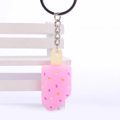 Creative Candy Color Soft PVC Ice Cream Keychain For Women Bag Pendant Cute Popsicle Keyring For Kids Gift INS Style Accessory