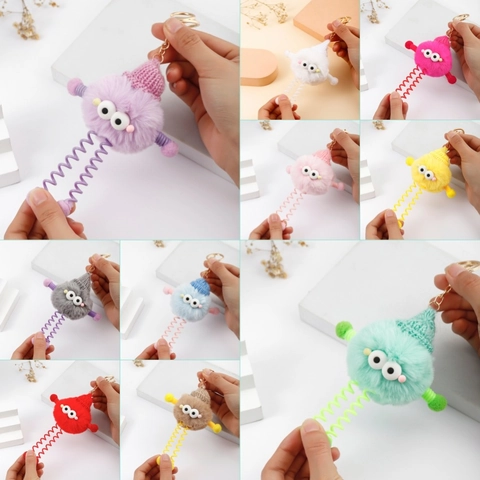 Süßer Monster Plüsch Schlüsselanhänger Mit Elastischen Federbeinen Lustiger Stressabbau Kunstpelz Tasche Charm Für Damen Kinder