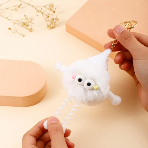 Süßer Monster Plüsch Schlüsselanhänger Mit Elastischen Federbeinen Lustiger Stressabbau Kunstpelz Tasche Charm Für Damen Kinder
