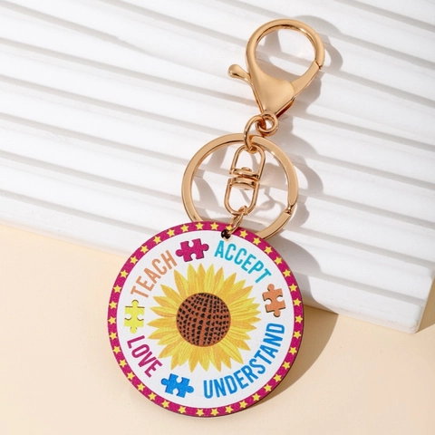 Llavero de Madera de Agradecimiento al Maestro Regalo Best Teacher Ever Girasol Arco Iris Colgante de Madera Anillo de Llave para el Día del Maestro Personal Escolar Regalo Mujer