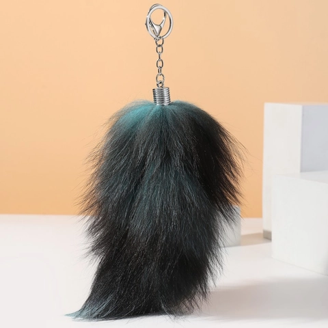 Grande Simulazione Coda di Volpe Peluche Portachiavi Sfumatura Pelliccia Sintetica Coda Animale Anello Portachiavi Borsa Ciondolo Ornamento Per Accessori Auto