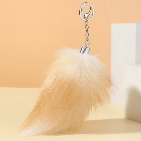 Portachiavi con Coda di Volpe in Pelliccia Ecologica Oversize per Donna Ciondolo per Borsa in Peluche Morbido Regalo alla Moda