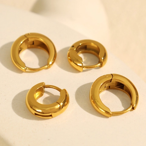 Pendientes de Aro en Forma de C de Acero Inoxidable Minimalistas Para Mujer Pendientes Huggie Geométricos Ovalados Bañados en Oro Plata 18K