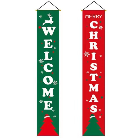 Set di Striscioni Appesi per Veranda di Buon Natale Decorazione per Esterni Porta d'Ingresso Festa in Casa Muro Giardino