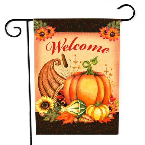 Dubbelzijdige Polyester Tuinvlag Voor Decoratie Van Buitenplaats Met Pompoen Zwarte Kat Zonnebloem Herfst Oogst Thema Feestelijk Welkomstbord