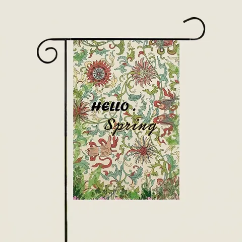 Lente Tuinvlag Dubbelzijdig Polyester Buiten Decoratie Hello Spring Bloemen Dieren Decoratieve Vlag Met Standaard