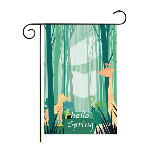 Lente Tuinvlag Dubbelzijdig Polyester Buiten Decoratie Hello Spring Bloemen Dieren Decoratieve Vlag Met Standaard