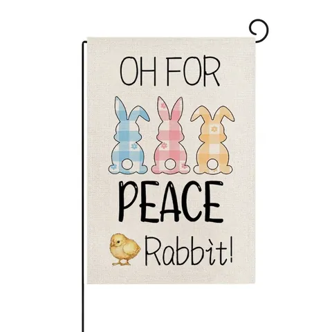 Easter Garden Flag Linen Rabbit Easter Egg Print Welcome Yard Flag Outdoor Spring Holiday Home Decoration Garden Flag