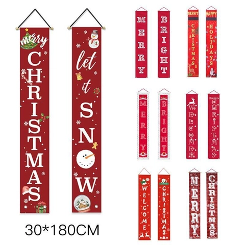 Insegna per Portico Buon Natale Banner per Porta Sospeso Plaid di Buffalo Poliestere Segnale di Benvenuto per Casa Esterno Decorazione