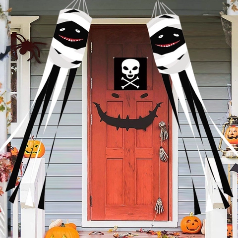 Halloween Outdoor Windsack Dekoration Polyester Mumie Kürbis Muster Geist Flagge Für Garten Terrasse Party Dekor