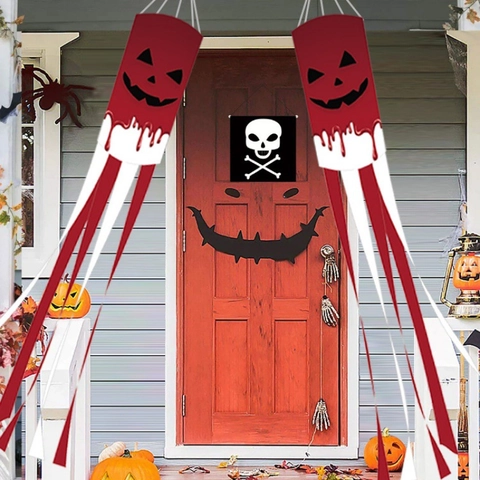 Halloween Outdoor Windsack Dekoration Polyester Mumie Kürbis Muster Geist Flagge Für Garten Terrasse Party Dekor