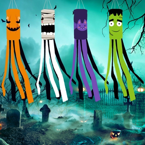 Halloween Windzak Vlag Buiten Hangende Decoratie Geest Pompoen Vleermuis Frankenstein Polyester Tuin Feest Decoratie