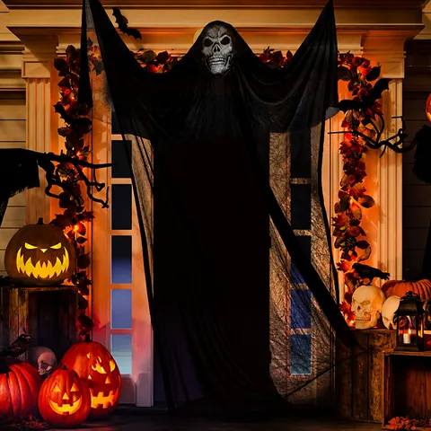 Halloween Hängender Geist Dekoration Großer Gruseliger Skelett Geist Mit Langem Mull Für Draußen Garten Gruselige Party Deko