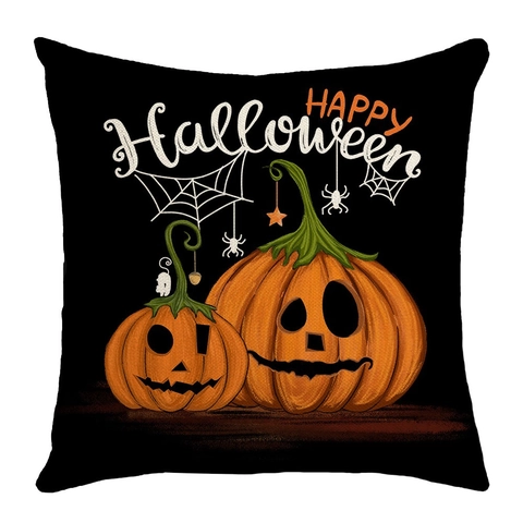 Halloween Decorative Pillow Covers Linen Cushion Case Pumpkin Ghost Spooky Trick Or Treat Living Room Sofa Home Decor